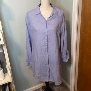 Blue linen long blouse